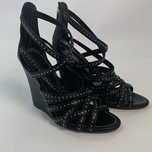 New Barbara Bui wedge sandals black leather size 37